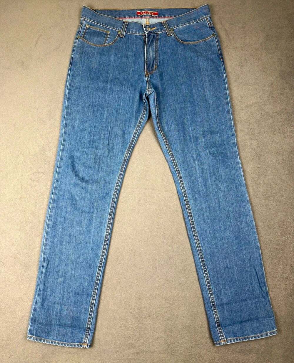 Lacoste Mens Jeans 34x31 Blue Wash Denim Straight Leg Y2K French Preppy Heritage